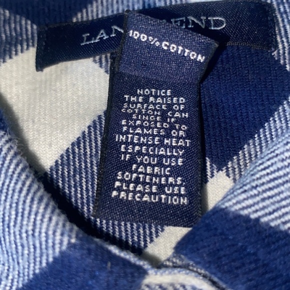 Lands’ End Blue and White Plaid Women’s Button Up Long Sleeve Size Medium(10-12) - Picture 5 of 7
